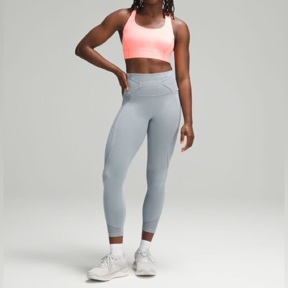 Lululemon Athletica Like New Wunder Train Chambray Mesh Leggings 25” - Picture 1 of 15